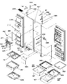 Refrigerator/freezer Shelves, Lights, And Hinges Diagram and Parts List for SRD522SW-P1184707WW  Amana Refrigerator
