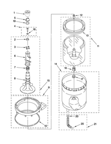 Agitator, Basket And Tub Parts Diagram and Parts List for MGT3800TW2  Maytag Washer Dryer Combo