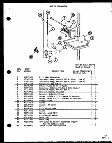 Add On Ice-maker (ic-3h/p7621305w) Diagram and Parts List for TM18H-P7711005W  Amana Refrigerator
