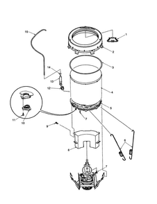 Outer Tub And Pressure Tube Diagram and Parts List for ALW540RMW-PALW540RMW  Amana Washer