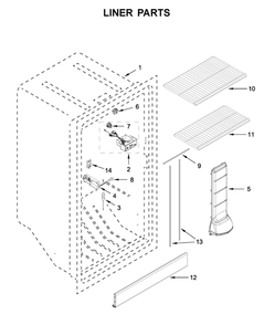 Liner Parts Diagram and Parts List for AZF33X18DW04  Amana Freezer