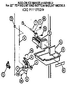 Icemaker Diagram and Parts List for 85178-P1117103W  Amana Refrigerator