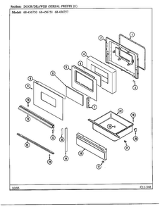 Door/drawer Page 3 Diagram and Parts List for 68-456750  Magic Chef Range