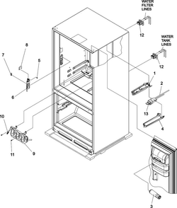 Water Dispenser/filter Diagram and Parts List for ABD2533DEB2  Amana Refrigerator