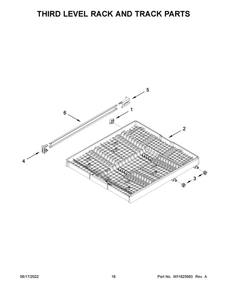 Third Level Rack And Track Parts Diagram and Parts List for JDPSG244LS2  Maytag Dishwasher