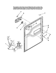 Inner Door Parts Diagram and Parts List for ADB2500AWQ2  Amana Dishwasher
