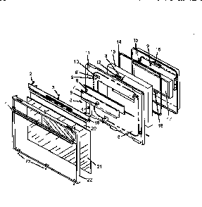 Oven Door Assembly Diagram and Parts List for AGS730W-P1141263NW  Amana Range