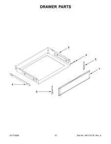 Drawer Parts Diagram and Parts List for MER8800FZ6  Maytag Range