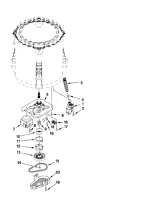 Gearcase, Motor And Pump Parts Diagram and Parts List for 7MMVWC400YW1  Maytag Washer