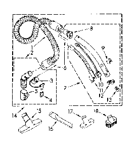 Hose And Attachment Parts Diagram and Parts List for 1162543084  Kenmore Canister Vacuum