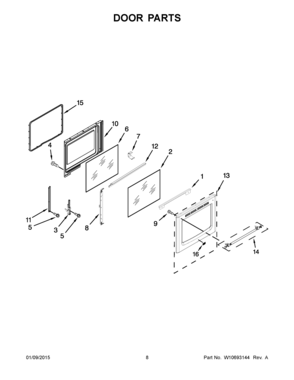 05 - DOOR PARTS Diagram and Parts List for YMER8600DS0  Maytag Range