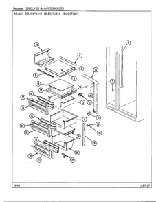 Shelves And Accessories Diagram and Parts List for 671840  Admiral Refrigerator