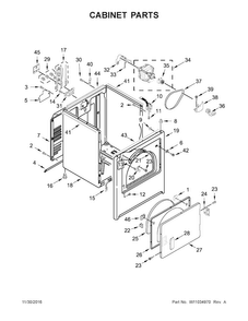 Cabinet Parts Diagram and Parts List for 4KNED4605FW0  Amana Dryer