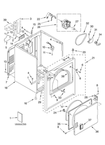 Cabinet Parts Diagram and Parts List for AED4475TQ1  Admiral Dryer