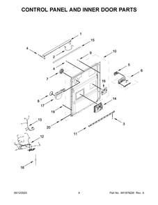 Control Panel And Inner Door Parts Diagram and Parts List for MDB4949SKB2  Maytag Dishwasher