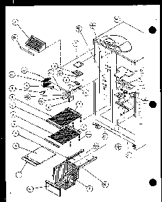 Freezer Shelving And Refrigerator Light Diagram and Parts List for SZDE20KB-P1117602W  Amana Refrigerator