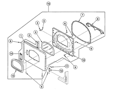 Door Assy Diagram and Parts List for SSEF17WJ  Speed Queen Dryer