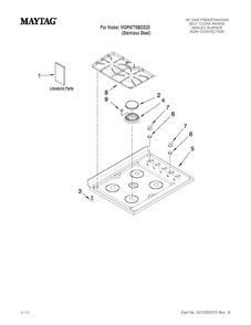 Cooktop Parts Diagram and Parts List for MGR6775BDS20  Maytag Range