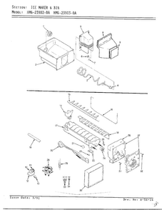 Ice Maker And Bin Diagram and Parts List for 23903-0A  Admiral Refrigerator