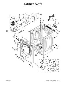 Cabinet Parts Diagram and Parts List for CGD7464GW0  Crosley Dryer