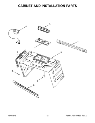 Cabinet And Installation Parts Diagram and Parts List for MMV6190FB2  Maytag Microwave