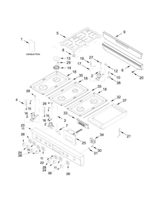 Cooktop, Burner And Grate Parts Diagram and Parts List for JLRP548WP00  Jenn-Air Range