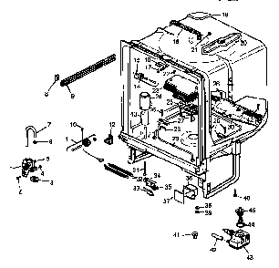 Tub Assembly Diagram and Parts List for CDU210CB P1199013W Caloric Dishwasher