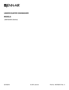 Cover Sheet Diagram and Parts List for JDB8700AWS4  Jenn-Air Dishwasher