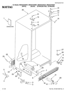 Cabinet Parts Diagram and Parts List for MSD2542VEU01  Maytag Refrigerator