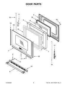 Door Parts Diagram and Parts List for MER6600FW6  Maytag Range