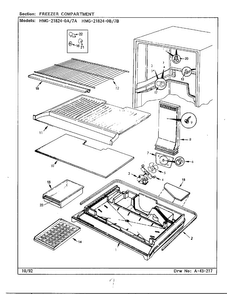 Freezer Compartment Diagram and Parts List for 21824-0A  Admiral Refrigerator