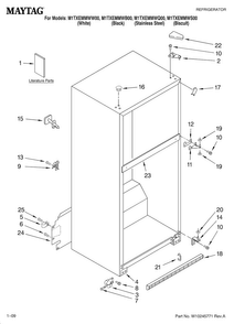 Cabinet Parts Diagram and Parts List for M1TXEMMWB00  Maytag Refrigerator