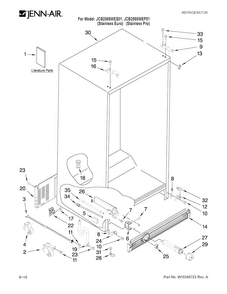 Cabinet Parts Diagram and Parts List for JCB2585WES01  Jenn-Air Refrigerator