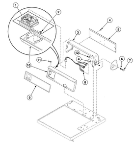Control Panel Diagram and Parts List for SDE707WF  Speed Queen Dryer