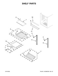 Shelf Parts Diagram and Parts List for JUB24FRARS00  Jenn-Air Wine and Beverage Cooler