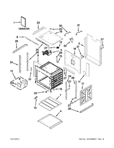 Upper Oven Parts Diagram and Parts List for JJW3830WS01  Jenn-Air Wall Oven