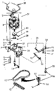 Motor, Mounting Bracket, Belts And Idler Assembly Diagram and Parts List for NA6621W33821  Speed Queen Washer