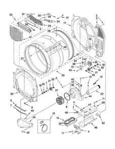 Bulkhead Parts Diagram and Parts List for NED7300WW1  Amana Dryer