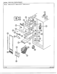 Freezer Compartment Diagram and Parts List for 64163-0A  Admiral Refrigerator