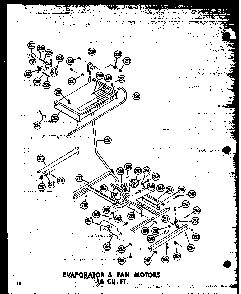 Evaporator & Fan Motors 16 Cu. Ft. Diagram and Parts List for T16W-P60303-53W  Amana Refrigerator