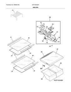 Shelves Diagram and Parts List for CRT182HQW4  Crosley Refrigerator