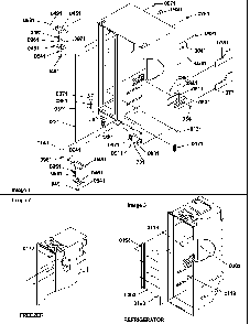 Cabinet Parts & Toe Grille Diagram and Parts List for SX522VW-P1320501WW  Amana Refrigerator