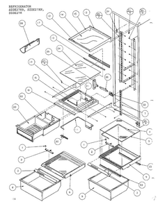 Refrigerator Shelving And Drawers Diagram and Parts List for SZDE27KB  Amana Refrigerator