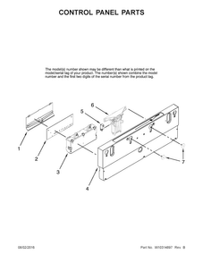 Control Panel Parts Diagram and Parts List for JDB1255AWB2  Jenn-Air Dishwasher