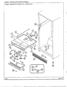 Fresh Food Compartment Diagram and Parts List for HMG191760  Admiral Refrigerator