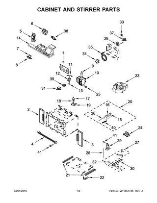 Cabinet And Stirrer Parts Diagram and Parts List for JMW3430DS04  Maytag Microwave Oven Combo