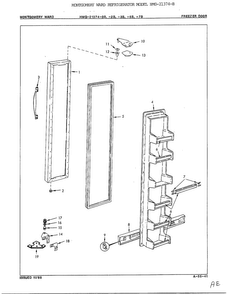 Freezer Door Diagram and Parts List for 21374B  Admiral Refrigerator