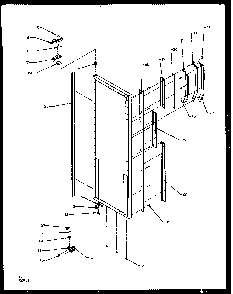 Refrigerator Door Hinge And Trim Parts Diagram and Parts List for SZD25N2E-P1162431WE  Amana Refrigerator