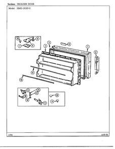 Freezer Door Diagram and Parts List for 18103-0  Admiral Refrigerator