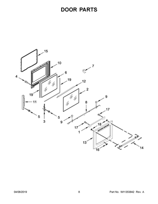 Door Parts Diagram and Parts List for YMER8800FZ2  Maytag Range